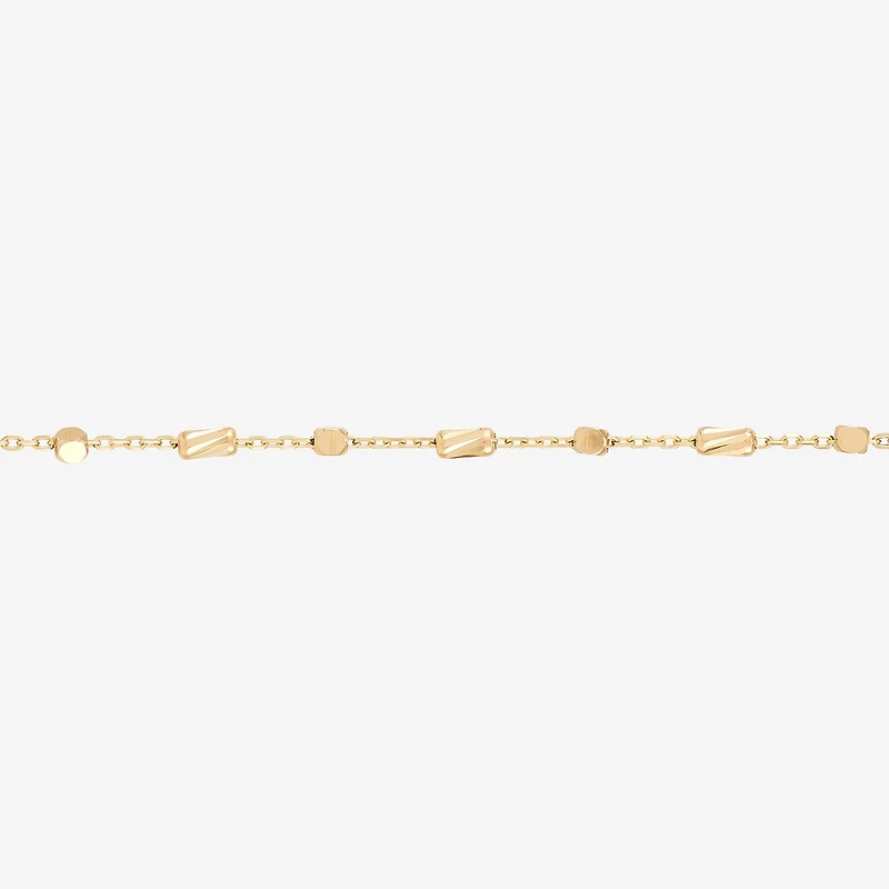 Gold Addiction Womens 10K Gold 7 3/4 Inch Solid Chain Bracelet