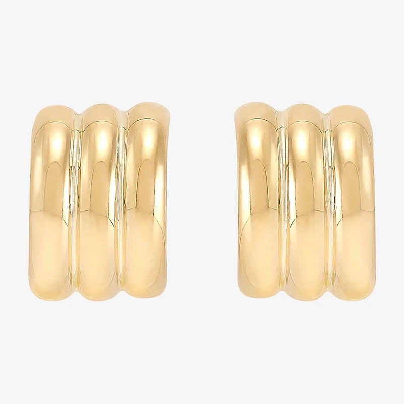 Gold Addiction Womens 10K Gold 10.8mm Hoop Earrings