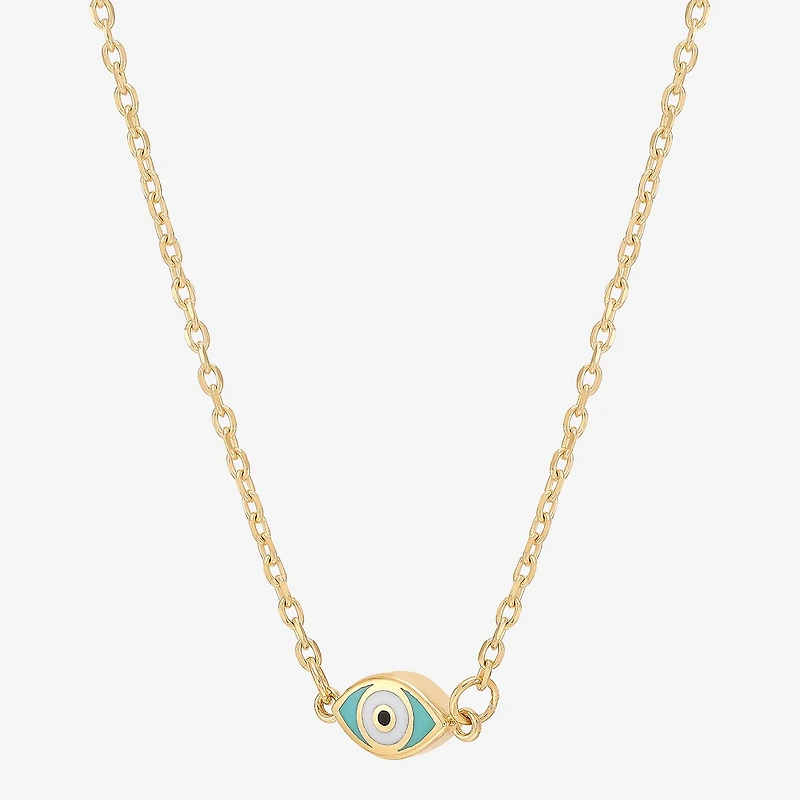 Gold Addiction Womens 10K Gold Evil Eye 18 Inch Pendant Necklace