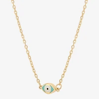 Gold Addiction Womens 10K Gold Evil Eye 18 Inch Pendant Necklace