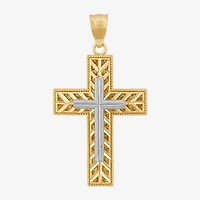 Womens 10K Two Tone Gold Cross Pendant