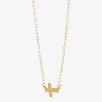 Gold Addiction Sideways Womens 10K Gold Cross 18 Inch Pendant Necklace