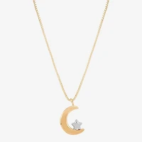 Gold Addiction Womens 10K Two Tone Gold Moon 18 Inch Pendant Necklace