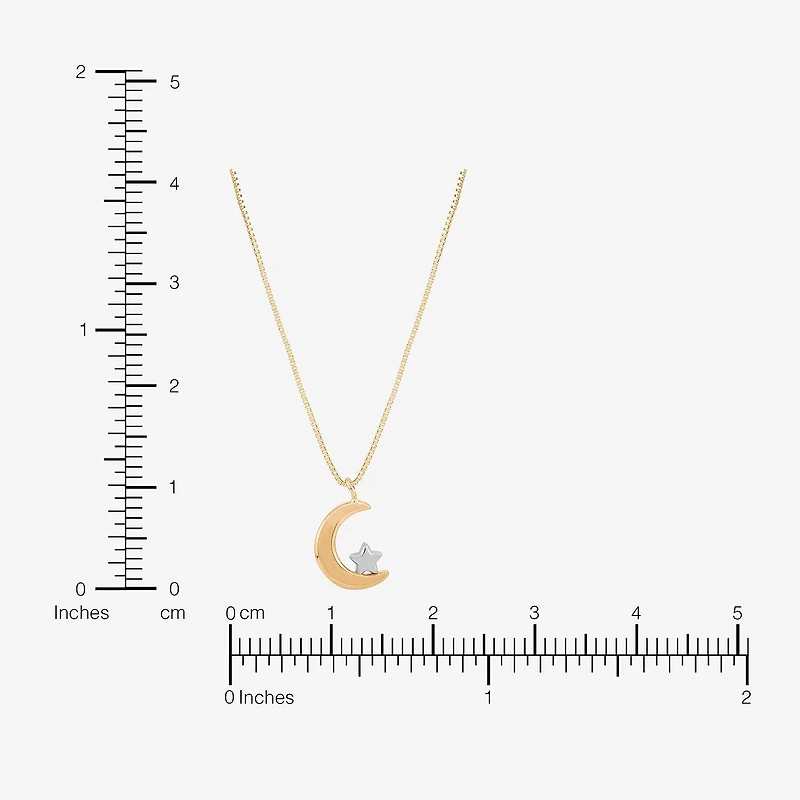 Gold Addiction Womens 10K Two Tone Gold Moon 18 Inch Pendant Necklace