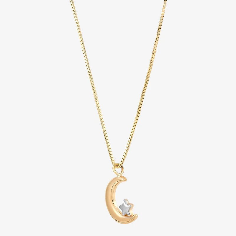 Gold Addiction Womens 10K Two Tone Gold Moon 18 Inch Pendant Necklace