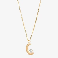 Gold Addiction Womens 10K Two Tone Gold Moon 18 Inch Pendant Necklace