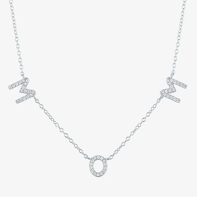 Yes, Please! Womens Lab Created White Sapphire Pure Silver Over Brass 16 Inch Pendant Necklace