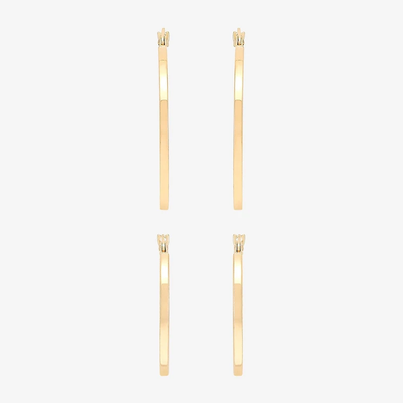 Womens 10K Gold 2 Pair Earring Set