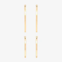 Womens 10K Gold 2 Pair Earring Set