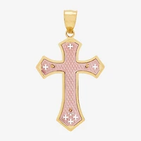 Crucifix Womens 10K Two Tone Gold Cross Pendant
