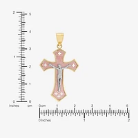 Crucifix Womens 10K Two Tone Gold Cross Pendant