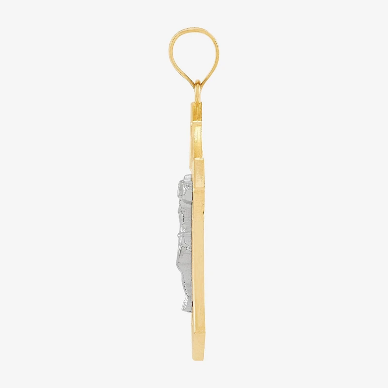 Crucifix Womens 10K Two Tone Gold Cross Pendant