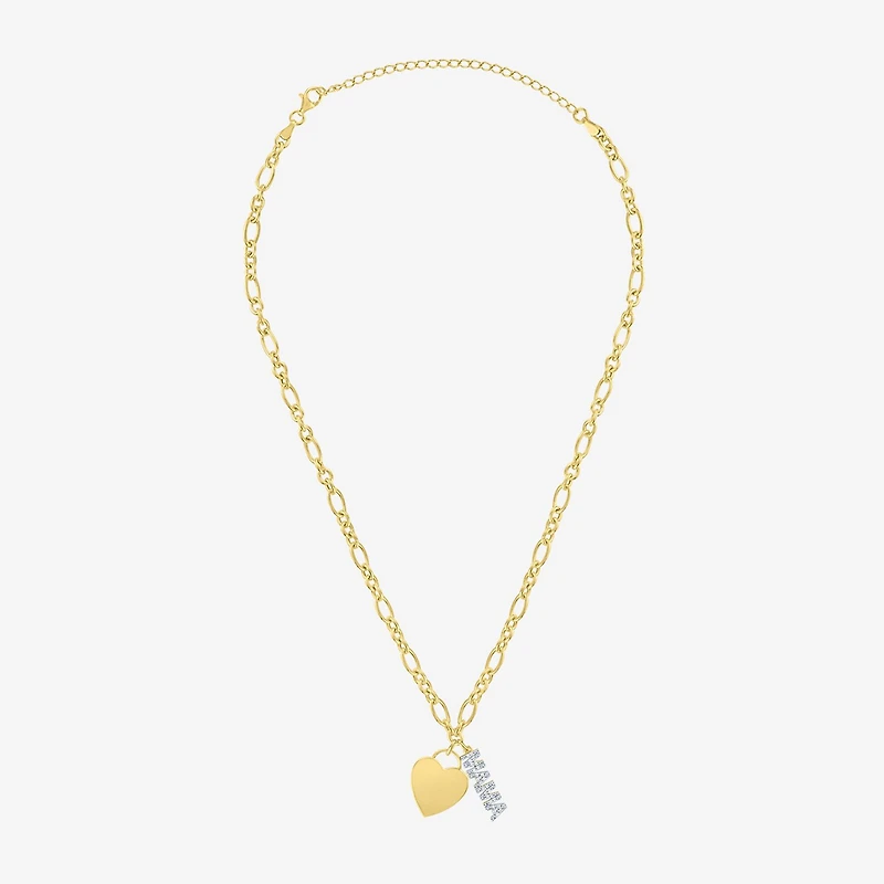 Diamond Addiction (G-H / Si2-I1) Womens 1/10 CT. T.W. Lab Grown White Diamond 14K Gold Over Silver Heart 18 Inch Pendant Necklace
