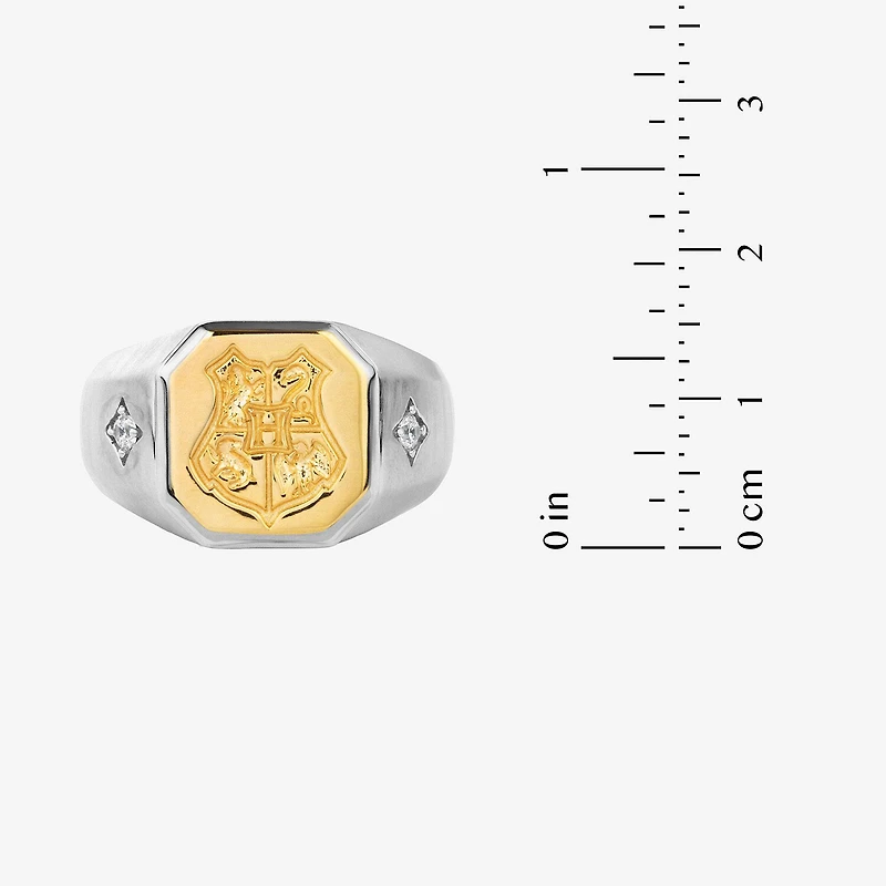 Harry Potter (F / Si2) Mens 1/10 CT. T.W. Lab Grown White Diamond 14K Gold Over Silver Signet Ring