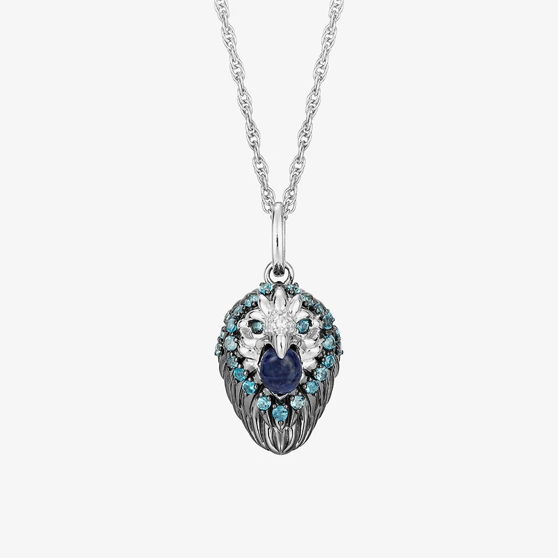 Harry Potter (F / Si2) Womens Genuine Blue Sodalite Sterling Silver 16 Inch Pendant Necklace