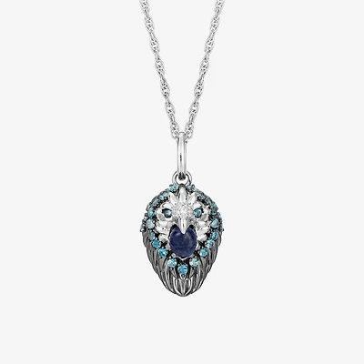 Harry Potter (F / Si2) Womens Genuine Blue Sodalite Sterling Silver 16 Inch Pendant Necklace