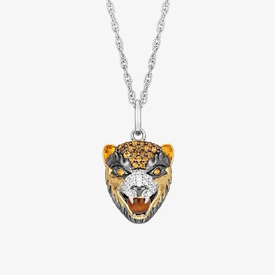 Harry Potter (F / Si2) Womens Diamond Accent Genuine Brown Tiger's Eye 14K Gold Over Silver 16 Inch Pendant Necklace