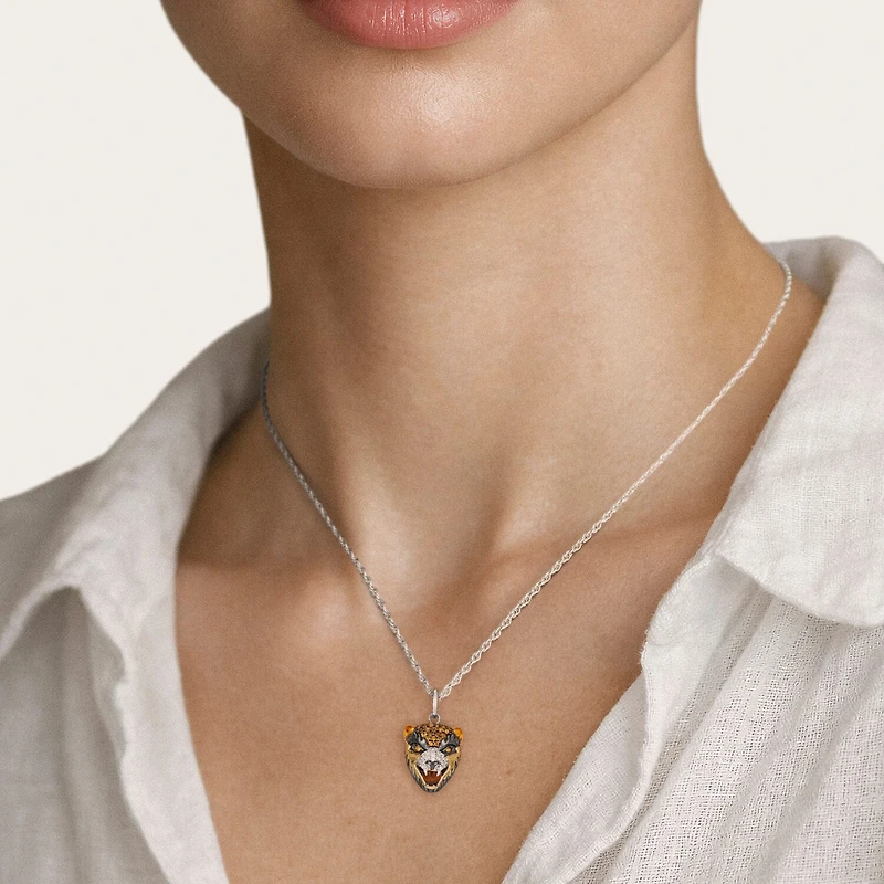 Harry Potter (F / Si2) Womens Diamond Accent Genuine Brown Tiger's Eye 14K Gold Over Silver 16 Inch Pendant Necklace