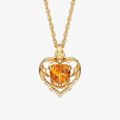 Harry Potter (F / Si2) Womens 1/10 CT. T.W. Lab Grown Diamond Genuine Yellow Citrine 14K Gold Over Silver 18 Inch Pendant Necklace
