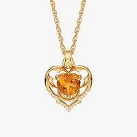Harry Potter (F / Si2) Womens 1/10 CT. T.W. Lab Grown Diamond Genuine Yellow Citrine 14K Gold Over Silver 18 Inch Pendant Necklace