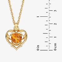 Harry Potter (F / Si2) Womens 1/10 CT. T.W. Lab Grown Diamond Genuine Yellow Citrine 14K Gold Over Silver 18 Inch Pendant Necklace