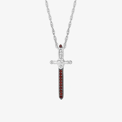Harry Potter (F / Si2) Womens Lab Grown Diamond Accent Genuine Red Garnet Sterling Silver 18 Inch Pendant Necklace