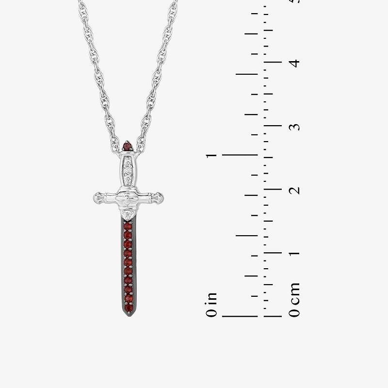 Harry Potter (F / Si2) Womens Lab Grown Diamond Accent Genuine Red Garnet Sterling Silver 18 Inch Pendant Necklace