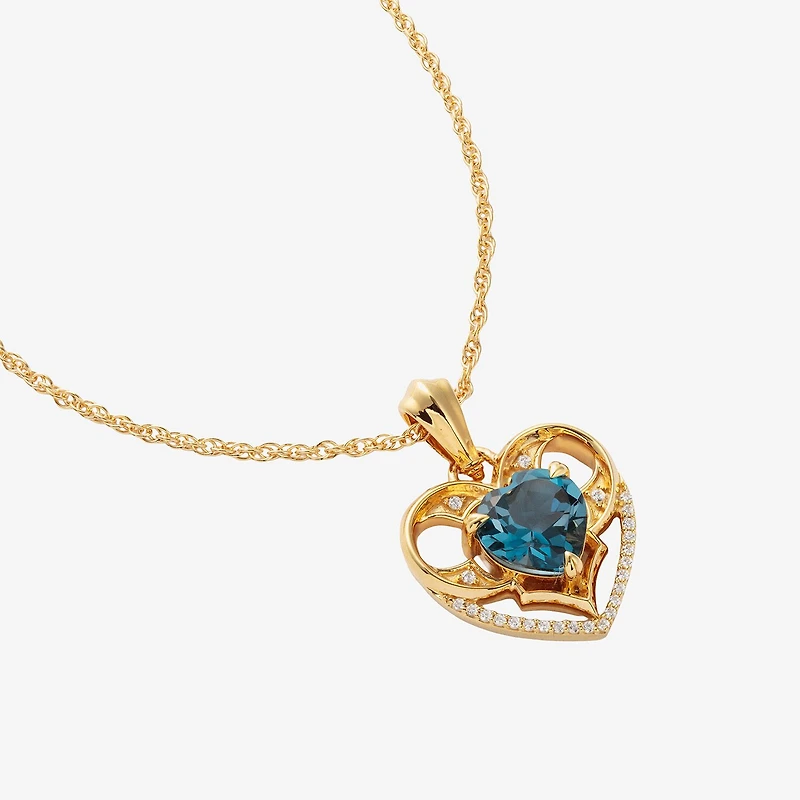 Harry Potter (F / Si2) Womens Lab Grown Diamond Accent Genuine Blue Topaz 14K Gold Over Silver 18 Inch Pendant Necklace