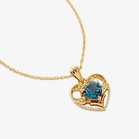 Harry Potter (F / Si2) Womens Lab Grown Diamond Accent Genuine Blue Topaz 14K Gold Over Silver 18 Inch Pendant Necklace
