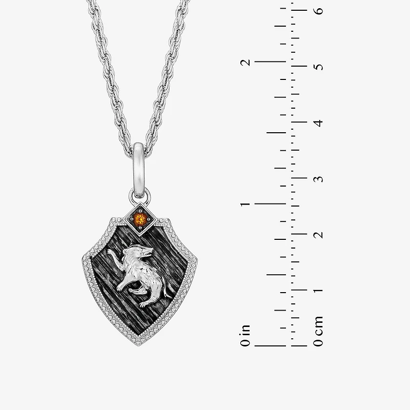 Harry Potter Mens Genuine Red Garnet Sterling Silver Pendant