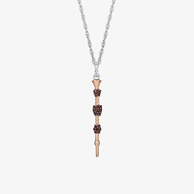 Harry Potter (F / Si2) Womens Lab Grown Diamond Accent Genuine Red Garnet 14K Gold Over Silver 18 Inch Pendant Necklace