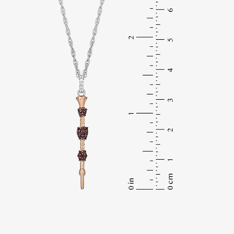 Harry Potter (F / Si2) Womens Lab Grown Diamond Accent Genuine Red Garnet 14K Gold Over Silver 18 Inch Pendant Necklace