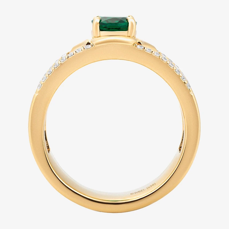 Harry Potter (F/Si2) Womens 1/6 CT. T.W. Lab Grown Diamond Created Emerald 14K Gold Over Silver Cocktail Ring