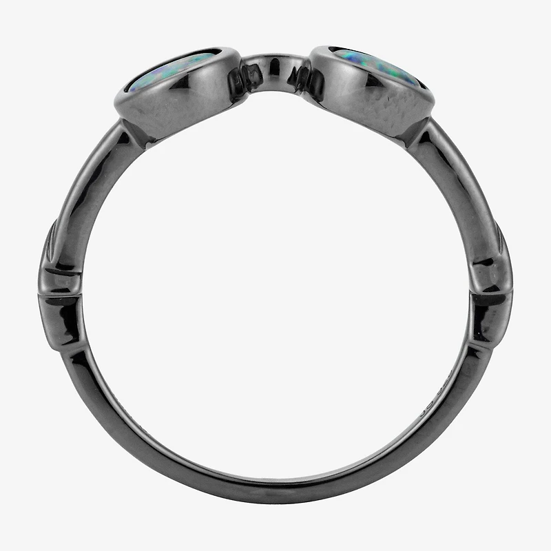 Harry Potter Womens Lab Created Multi Color Opal Sterling Silver Round Cocktail Ring