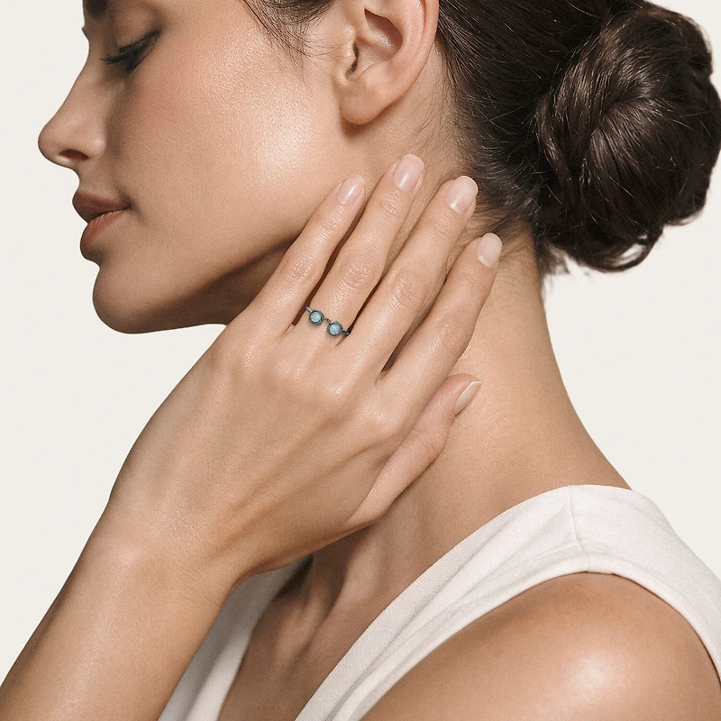 Harry Potter Womens Lab Created Multi Color Opal Sterling Silver Round Cocktail Ring