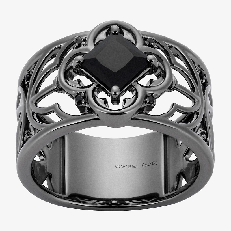 Harry Potter Womens Genuine Black Onyx Spinel Sterling Silver Cocktail Ring