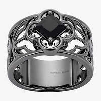 Harry Potter Womens Genuine Black Onyx Spinel Sterling Silver Cocktail Ring