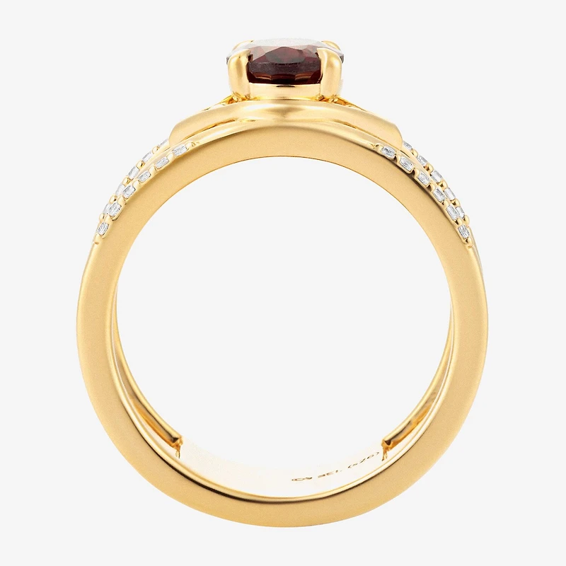 Harry Potter (F/Si2) Womens 1/10 CT. T.W. Lab Grown Diamond Genuine Red Garnet 14K Gold Over Silver Cocktail Ring