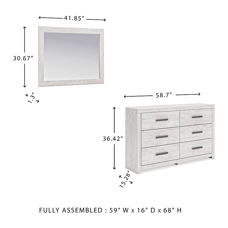 Signature Design by Ashley Chicksaw 6-Drawer Dresser and Mirror