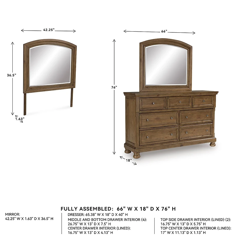 Signature Design by Ashley Grant 7-Drawer Dresser and Mirror
