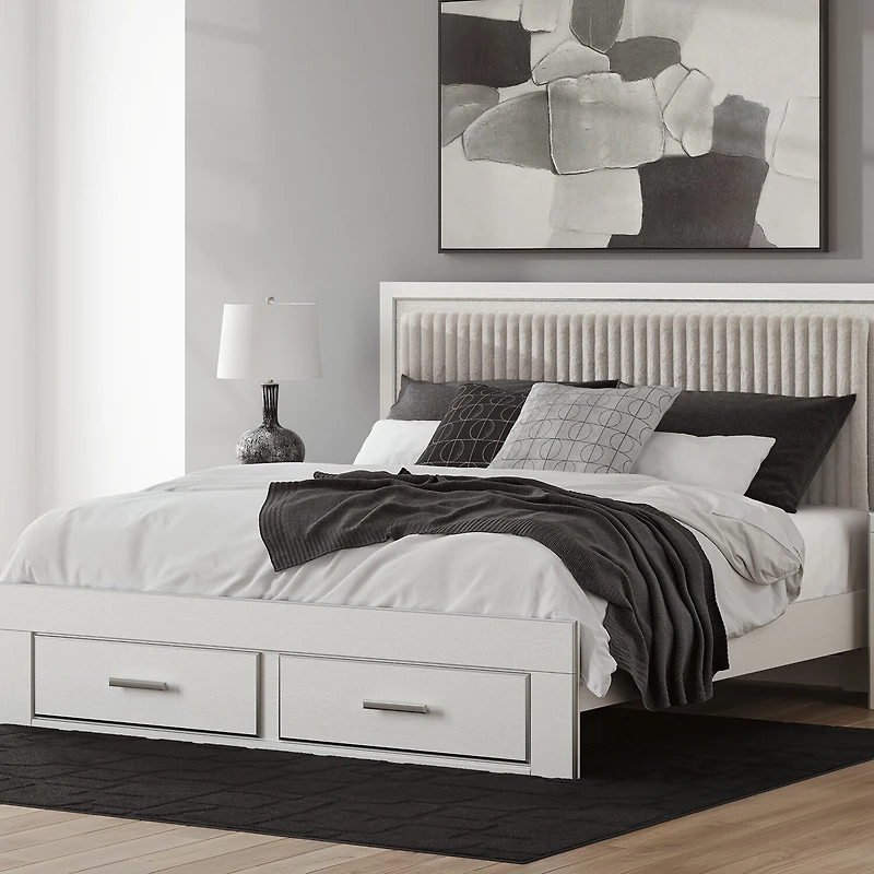 Signature Design by Ashley Rogers Upholstered Panel Platform Storage Bed