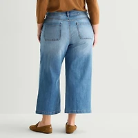 St. John's Bay Womens Plus High Rise Cropped Wide Leg Jean