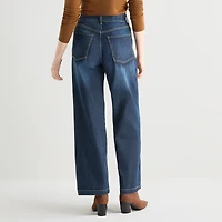 St. John's Bay Womens High Rise Stretch Fabric Wide Leg Jean