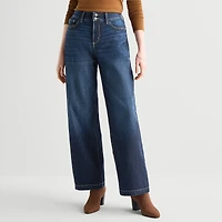 St. John's Bay Womens High Rise Stretch Fabric Wide Leg Jean