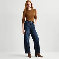 St. John's Bay Womens High Rise Stretch Fabric Wide Leg Jean