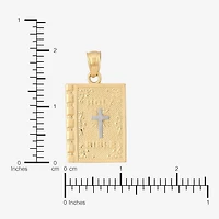 Religious Jewelry Bible Cover Cross Unisex Adult 10K Two Tone Gold Rectangular Pendant
