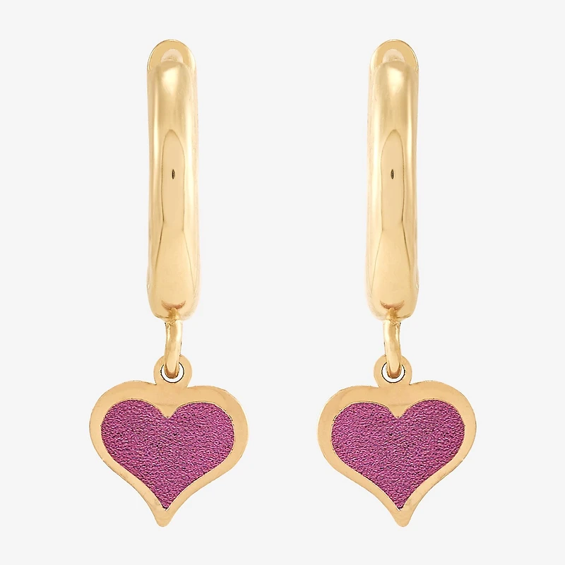 Womens 10K Gold 17.5mm Heart Hoop Earrings