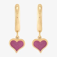 Womens 10K Gold 17.5mm Heart Hoop Earrings