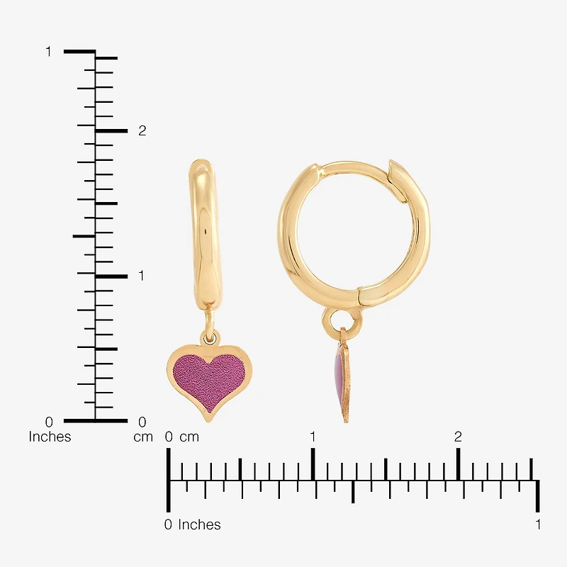 Womens 10K Gold 17.5mm Heart Hoop Earrings