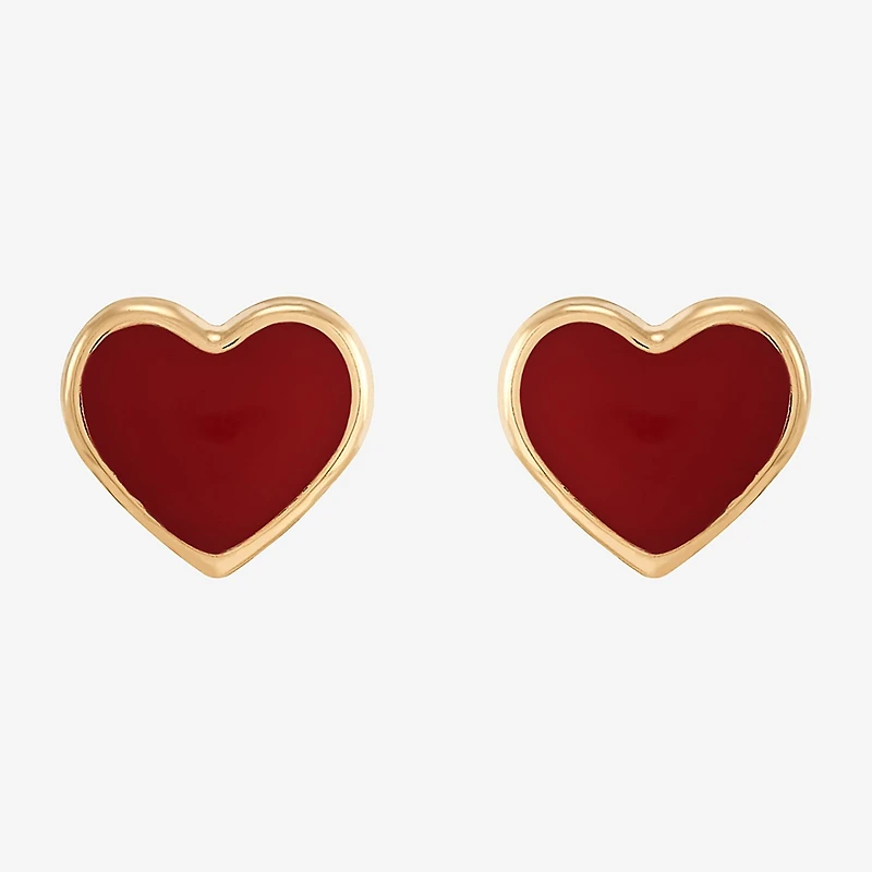 10K Gold 5.1mm Heart Stud Earrings